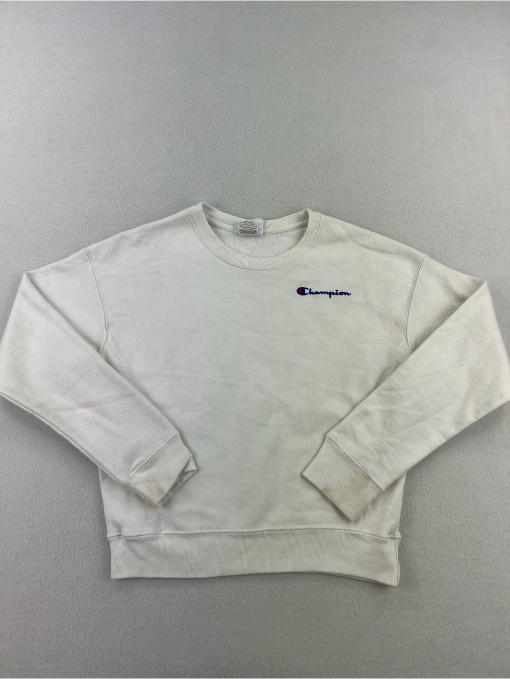 Champion Reverse Weave White Pullover Crewneck Sweatshirt Womens Size S